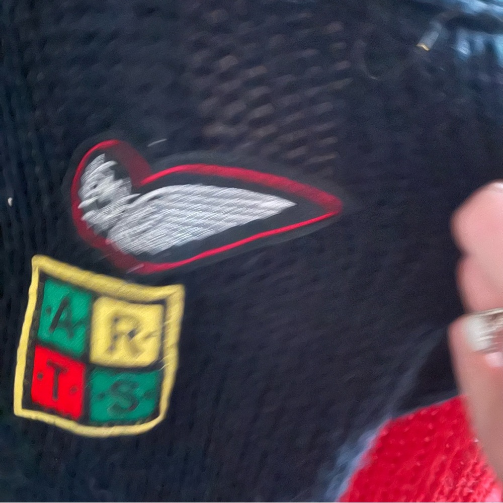 Vintage Black & Red Patchwork Cardigan (Estimated Late 80s–Early 90s) - Picture 12 of 14